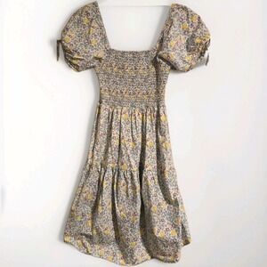 INFLUENCE Floral Puff Sleeve Mini DRESS Peasant Cottagecore Size 4 US